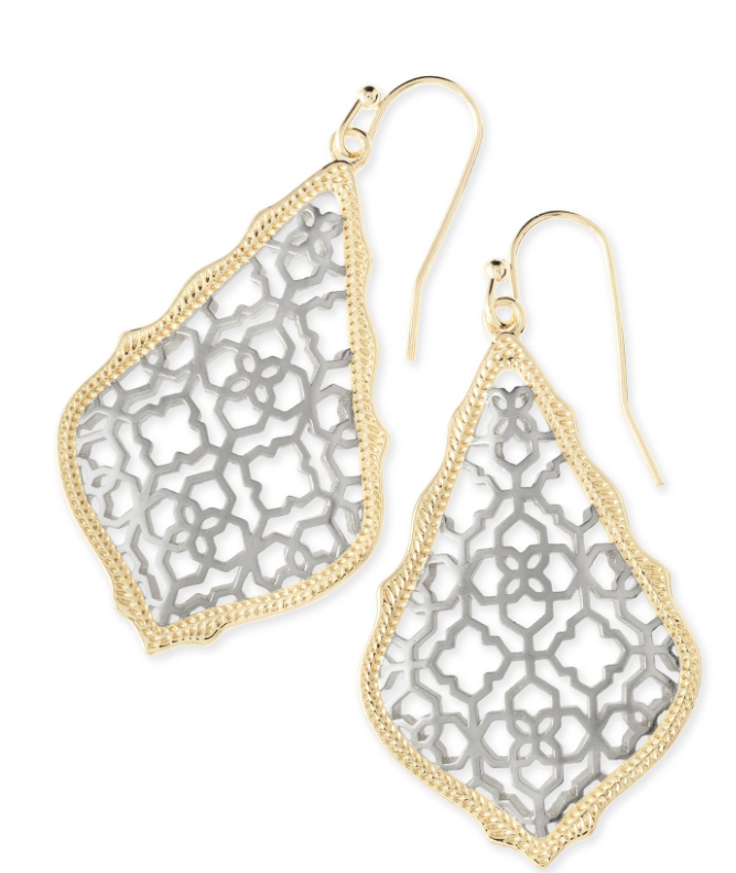 Kendra Scott Addie Gold Drop Earrings In Silver Filigree Mix