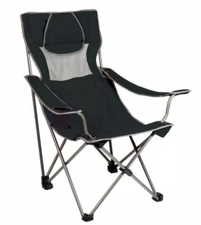 Picnic Time Folding Campsite Camp Chair - Black/Grey