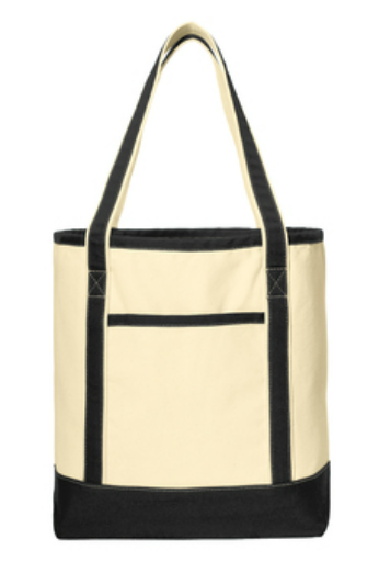 Port Authority Large Cotton Canvas Boat Tote - Natural/Black