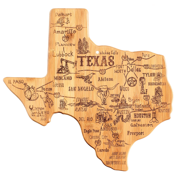 Totally Bamboo Texas State Shaped Serving and Cutting Board