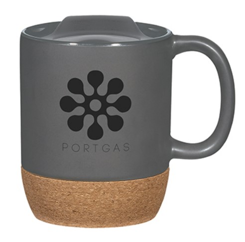 14 oz Cork Base Ceramic Mug - Gray