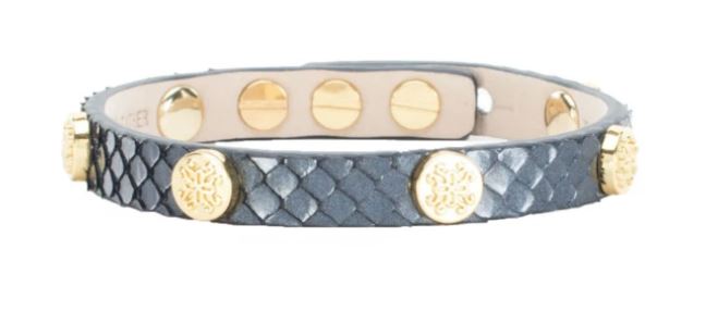 Rustic Cuff Meagen Python Single Wrap - Metallic Smoke with Gold