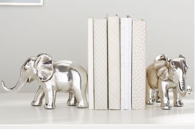 Antique Silver Elephant Bookends