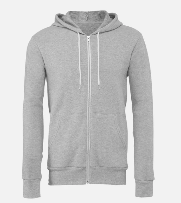 BELLA+CANVAS Unisex Sponge Fleece Full-Zip Hoodie - Grey - 2XL