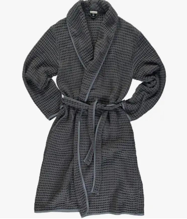 Waffle Weave Cotton Bathrobe - Mink - Medium