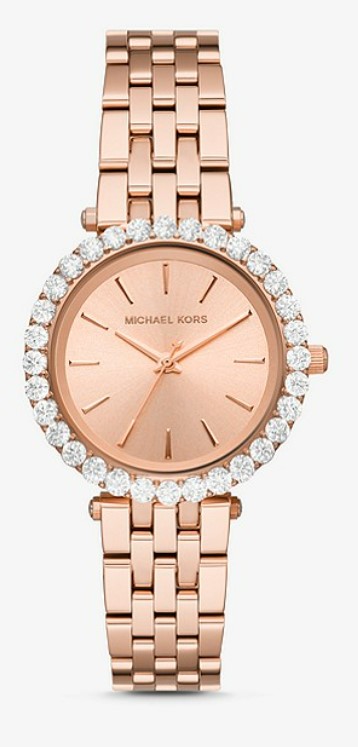 Michael Kors Darci Quartz Rose Gold Dial Crystal Pave Bezel Ladies Watch