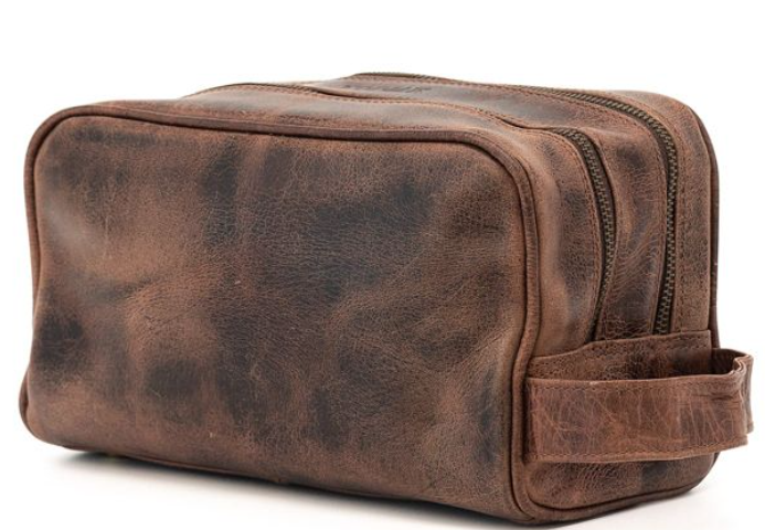 Kodiak Leather Toiletry Bag - Dark Walnut