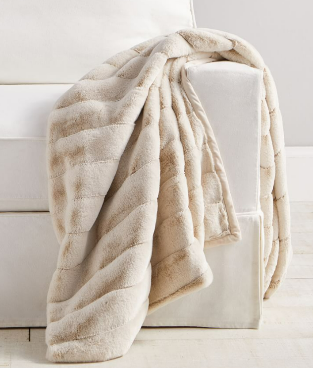 Faux Fur Channel Throw - Sand Channel