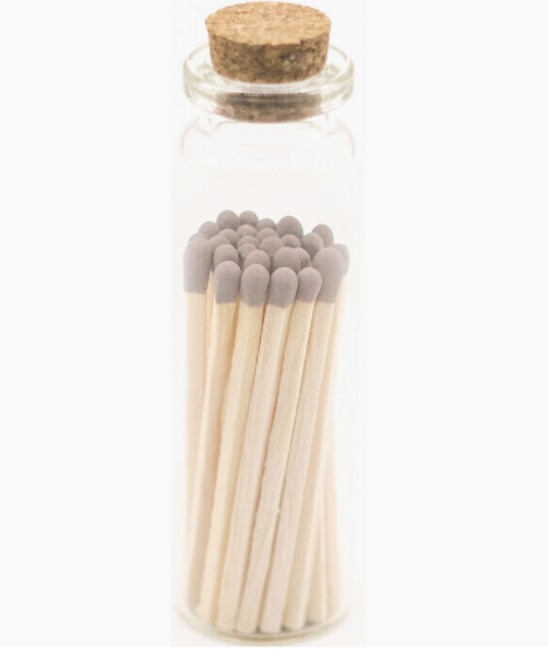 1.85in Gray Tip Decorative Matches In Jar with striker