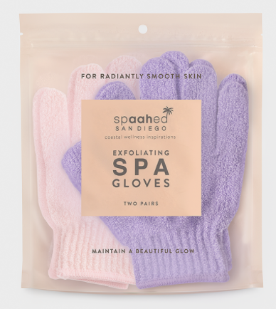 Spaahed Exfoliating Spa Gloves - Pink/Purple