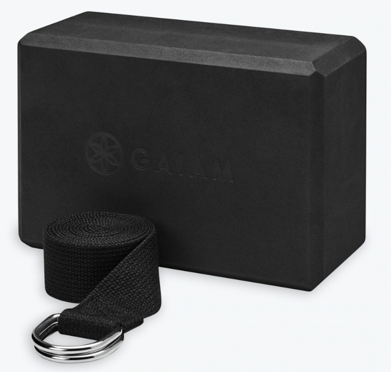 Gaiam Block and Strap Combo Black