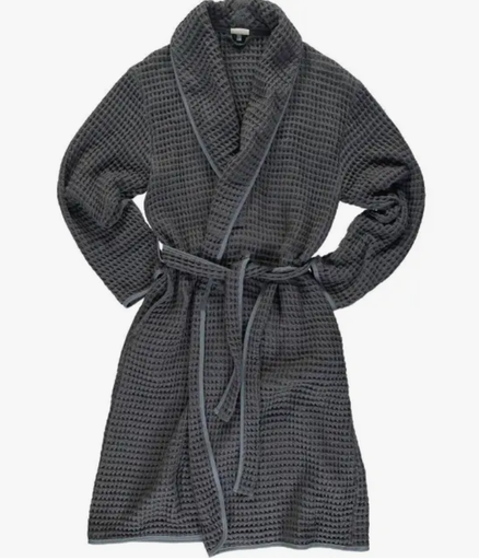 [99854298367] Waffle Weave Cotton Bathrobe - Mink - Medium